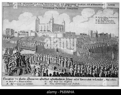Thomas Wentworth, premier comte de Stafford (1593 - 12 mai 1641) d'état anglais et une figure majeure dans la période précédant la guerre civile anglaise. Le Parlement condamne à mort Banque D'Images