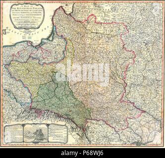 Carte montrant la partition du Royaume de Pologne et le Grand-duché de Lituanie. 1799 Banque D'Images