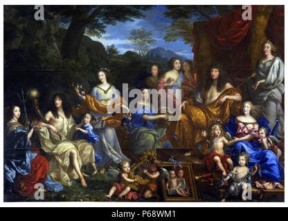 Louis et sa famille dépeints comme des dieux romains. peinture de Jean Nocret. 1670. Louis XIV (5 septembre 1638 - 1 septembre 1715), a jugé que le roi de France et de Navarre de 1643 jusqu'à sa mort Banque D'Images
