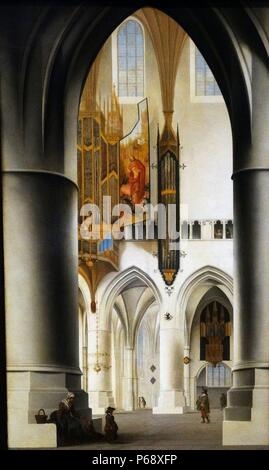 Intérieur de l'Église Saint-bavon à Haarlem. Peint par Pieter Jansz Saenredam (1597-1665). En date du 17e siècle Banque D'Images