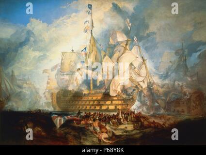 La peinture intitulée 'La Bataille de Trafalgar' par Joseph Mallord William Turner. Datée 1824 Banque D'Images