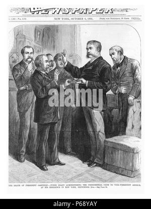 Chester Alan Arthur's Inauguration (1829-1886) 21e président des États-Unis . Datée 1881 Banque D'Images