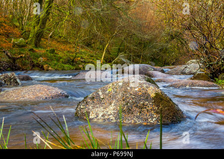 Le bouillonnement River Dart avec ses pierres et rochers Banque D'Images