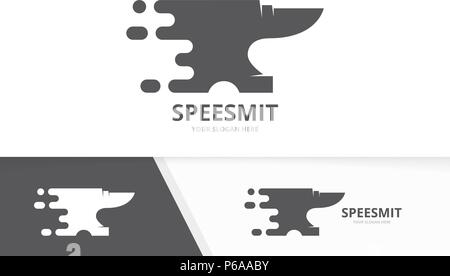 Logo vectoriel smith rapide combinaison. Forgeron de vitesse d'un symbole ou d'icône. Metal unique et modèle de conception de logo rapide. Illustration de Vecteur