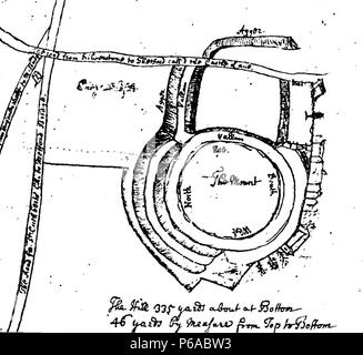 18e siècle plan de Thetford Château. Banque D'Images