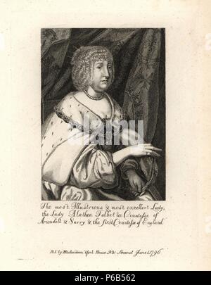 Alathea Talbot, comtesse d'Arundel et de Surrey (1585-1654). La femme de Thomas Howard, comte d'Arundel. Wenceslas Hollar gravée par après un portrait par Vandyck a. La gravure sur cuivre de Richardson's 'portraits illustrant Granger's Biographical History of England, Londres, 1792-1812. Publié par William Richardson, printseller, Londres. James Granger (1723-1776) était un pasteur anglais, biographe, et imprimer collecteur. Banque D'Images