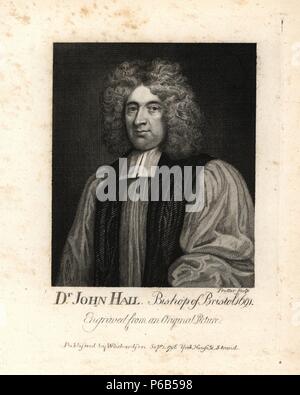 Le Dr John Hall, évêque de Bristol, 1691, est décédé en 1709. Gravé par T. Trotter à partir d'une photo d'origine. La gravure sur cuivre de Richardson's 'portraits illustrant Granger's Biographical History of England, Londres, 1792-1812. Publié par William Richardson, printseller, Londres. James Granger (1723-1776) était un pasteur anglais, biographe, et imprimer collecteur. Banque D'Images