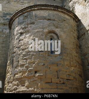 L'Espagne. Monzon. La cathédrale de Notre Dame de Romeral. 12ème-13ème siècles. Abside. Banque D'Images