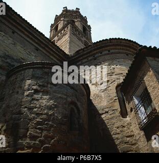 L'Espagne. Monzon. La cathédrale de Notre Dame de Romeral. 12ème-13ème siècles. Abside. Banque D'Images