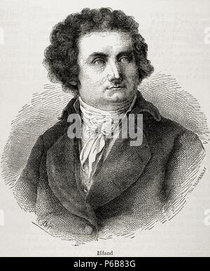 August Wilhelm Iffland (1759-1814). Acteur et dramaturge allemand. Gravure en notre siècle, 1883. Banque D'Images