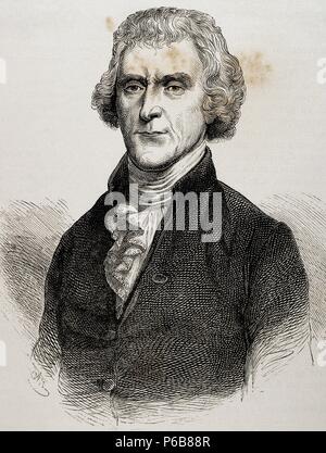 Thomas Jefferson (1743-1826). 3e président et l'un des pères fondateurs des États-Unis. La gravure à l'histoire universelle, 1892. Banque D'Images