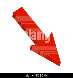 Flèche rouge vers le bas concevoir isolé sur fond blanc Illustration de Vecteur