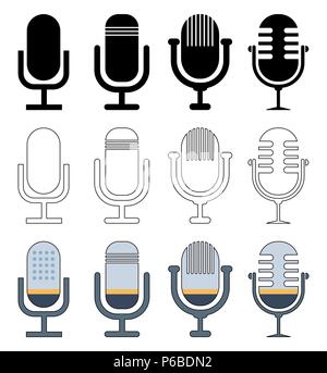 Microphone isolé sur fond blanc Illustration de Vecteur