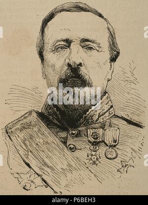 Paul de Ladmirault (1808-1898). Le général français. Gravure de ch. Milrie. L'illustration espagnole et américaine, 1870. Banque D'Images
