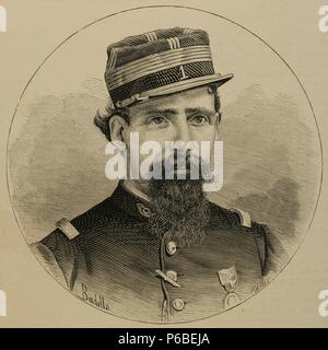 Lorenzo Latorre (1844-1916). Président de l'Uruguay. Gravure de Paris. L'illustration espagnole et américaine, 1876. Banque D'Images