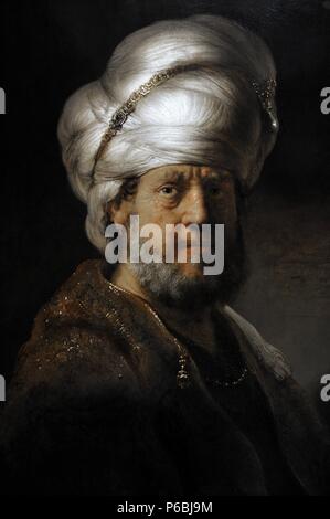 Rembrandt Harmenszoon van Rijn (1606-1669). Peintre hollandais. L'homme en robe oriental, 1635. Rijksmuseum. Amsterdam. La Hollande. Banque D'Images