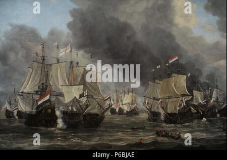 Reinier Nooms Zeeman, appelé (ch. 1623-1664). Peintre hollandais. La bataille de Livourne, 1653-1664. Rijksmuseum. Amsterdam. La Hollande. Banque D'Images
