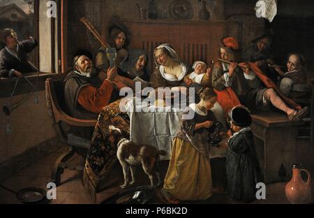 Jan Havicksz Steen (c.1625-1679). Peintre hollandais. Le festif, famille, 1668. Rijksmuseum. Amsterdam. La Hollande. Banque D'Images