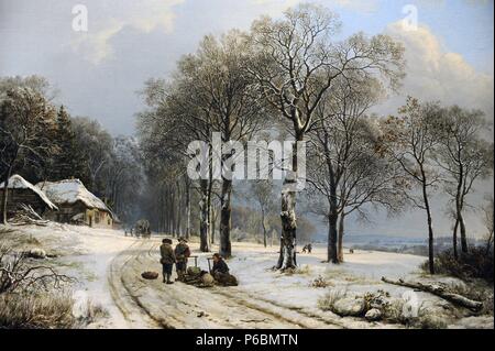 Barend Cornelis Koekkoek (1803-1862). Peintre hollandais. Paysage d'hiver, 1835-1838. Rijksmuseum. Amsterdam. La Hollande. Banque D'Images