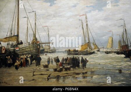 Hendrik Willem Mesdag (1831-1915). Peintre hollandais. Rose pêche dans les vagues déferlantes, ch. 1875-1885. Rijksmuseum. Amsterdam. La Hollande. Banque D'Images