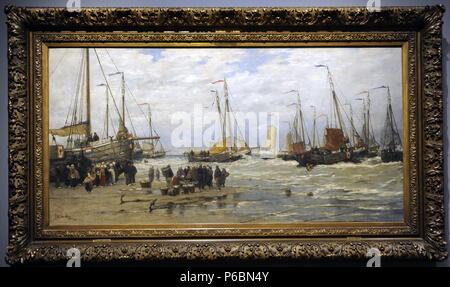 Hendrik Willem Mesdag (1831-1915). Peintre hollandais. Rose pêche dans les vagues déferlantes, ch. 1875-1885. Rijksmuseum. Amsterdam. La Hollande. Banque D'Images