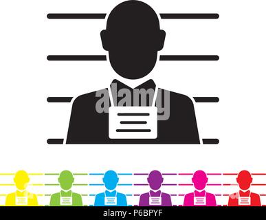 Criminla suspect mug shot vecteur icône glyphe. La loi et de la justice pénale symbole. Illustration de Vecteur