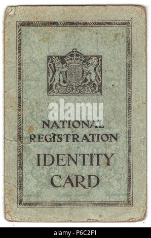 La carte d'identité nationale d'inscription, UK 1946 Banque D'Images