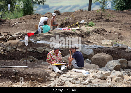 Bolsena, Italie, les archéologues travaillent dans un site archéologique étrusque Banque D'Images