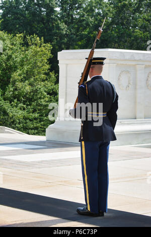 Cérémonie de la relève de la garde au cimetière national d'Arlington, Tombe du Soldat inconnu, Virginia, USA Banque D'Images