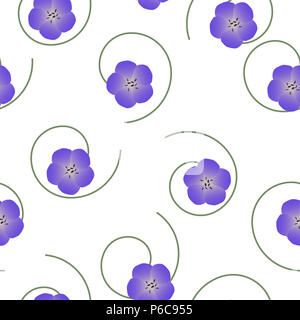 Motif floral transparent violet Géranium pratense, prairie géranium ou Meadow crane's-bill fleurs sur fond blanc, vector, eps 10 Banque D'Images