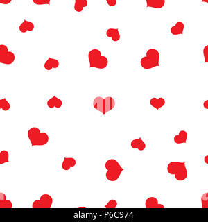 Seamless pattern coeurs rouges sur fond blanc, vecteur eps 10 Banque D'Images