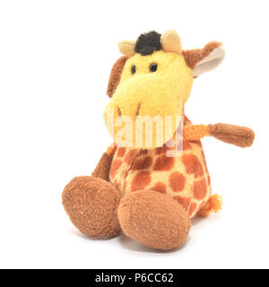 Girafe en peluche jouet isolated on white Banque D'Images