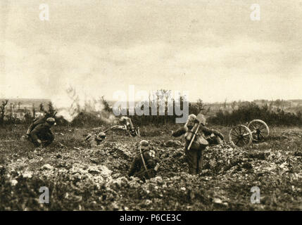 Attaque, front de l'ouest, les soldats allemands, mortier, ww1, la première guerre mondiale, la première guerre mondiale Banque D'Images