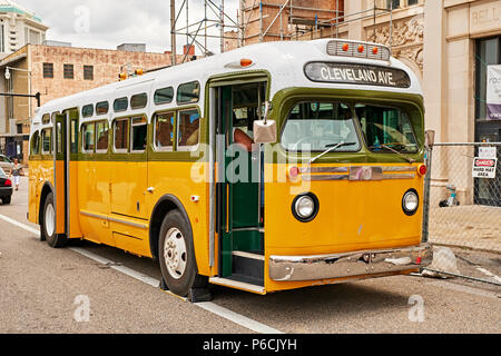 Réplique de la Rosa Park's bus elle a été arrêtée dans les droits civils au cours de la lutte dans les années 1960, à Montgomery, en Alabama, USA. Banque D'Images