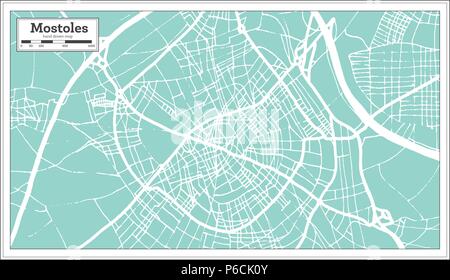 Madrid Espagne Plan de ville en style rétro. Une carte de Noël. Vector Illustration. Illustration de Vecteur