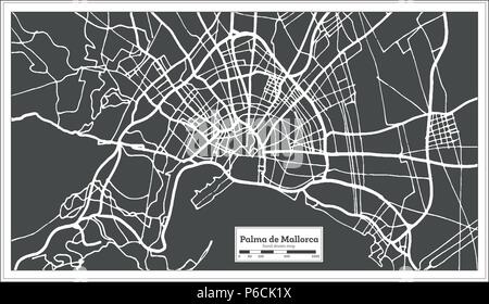 Palma de Mallorca Espagne Plan de ville en style rétro. Une carte de Noël. Vector Illustration. Illustration de Vecteur