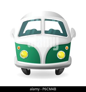 Retro mini van camping-car - cartoon style vue avant Illustration de Vecteur