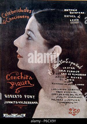 PIQUER, CONCHA. ACTRIZ Y CANTANTE ESPAÑOLA. Valence 1908-1991. CANCIONERO. Banque D'Images