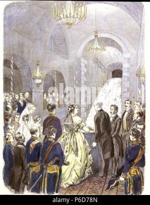 ISABEL II. REINA DE ESPAÑA. MADRID 1830-1904. 'INAUGURACION DE LA TRAIDA DE AGUA UN Por Su Majestad MADRID LA REINA'. ILUSTRACION ESPAÑOLA Y AMERICANA. Banque D'Images