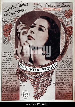 PIQUER, CONCHA. ACTRIZ Y CANTANTE ESPAÑOLA. Valence 1908-1991. CANCIONERO. Banque D'Images