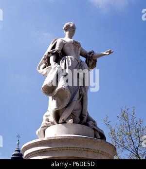 BARBARA DE BRAGANZA. ESPOSA DE FERNANDO VI. 1711-1758. La STATUE EN LA PLAZA VILLA DE PARIS, DE MADRID. OBRA DE Mariano Benlliure. Banque D'Images