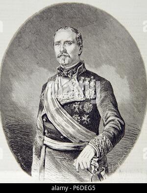 O'DONNELL , LEOPOLDO. Général POLITICO Y ESPAÑOL. SANTA CRUZ DE TENERIFE 1809 - 1867. Gravure RETRATO DEL MUSEO UNIVERSAL , AÑO 1860. Banque D'Images