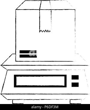 Emballage carton avec gramer mesure pondération Illustration de Vecteur