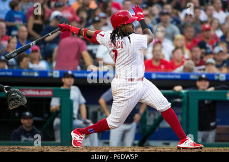 Philadelphie, Pennsylvanie, USA. 26 Juin, 2018. Troisième but des Phillies de Philadelphie (7) Maikel Franco en action au cours de la MLB match entre les New York Yankees et les Phillies de Philadelphie à la Citizens Bank Park de Philadelphie, Pennsylvanie. Christopher Szagola/CSM/Alamy Live News Banque D'Images