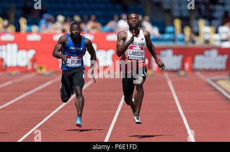 Birminghm, UK, 30 juin 2018. Alexander Stadium, Birmingham, UK. Samedi 30 juin 2018. Championnats d'athlétisme britannique. Lawson confiance gagne le mens 100m chauffe. Credit : UK Sports Agency/Alamy Vivre NewsCredit : UK Sports Agency/Alamy Live News Banque D'Images