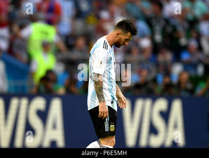 Kazan, Russie. 30 Juin, 2018. Coupe du Monde de football, la France contre l'Argentine à l'Arène de Kazan. Lionel Messi de l'Argentine. Credit : Cezaro De Luca/dpa/Alamy Live News Banque D'Images