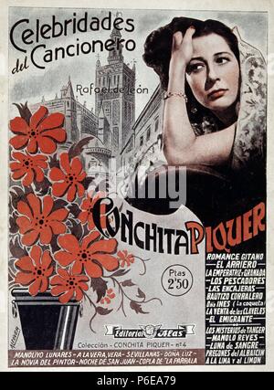 PIQUER, CONCHA. ACTRIZ Y CANTANTE ESPAÑOLA. Valence 1908-1991. CANCIONERO. Banque D'Images