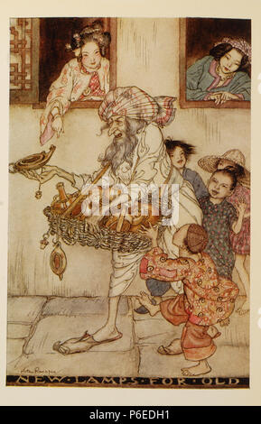 Nederlands : Illustration de 'l'histoire d'Aladin, ou la lampe merveilleuse". 7 juillet 2011, 22:27:20 6 Arthur-Rackham Aladdin-New--lampes-pour-vieux Banque D'Images