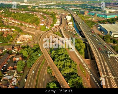 Photo aérienne de l'autoroute à Birmingham England, Spaghetti Junction drone photo Banque D'Images