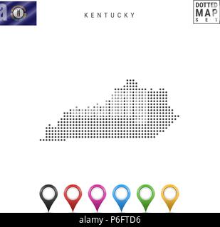 Motif Dots Carte vectorielle du Kentucky. Silhouette stylisée du Kentucky. Pavillon du Kentucky. Ensemble de marqueurs carte multicolore Illustration de Vecteur